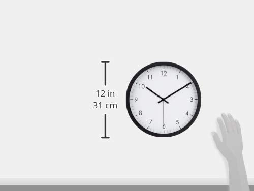 Amazon Basics Wall Clock (30cm): Battery-operated, Round, Easy-to-read, Silent
