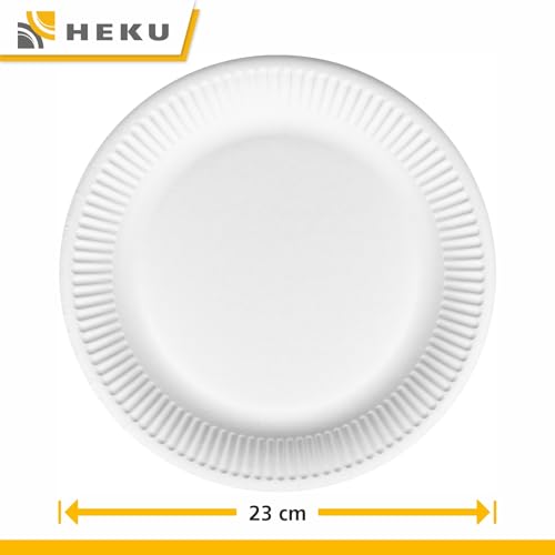 HEKU Pappteller (Ø 23cm, 100 Stück): 100% Kompostierbar | Umweltfreundliche Einwegteller