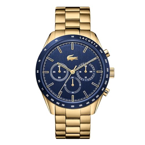 Lacoste Chronograph Quarz Uhr für Herren (2011096) aus 'Kollektion Boston' mit goldfarben Edelstahlarmband