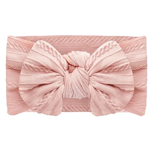 Baby Mädchen Turban Elastische Stirnband-Schleife (2er-Set in Rosa und Weiß)