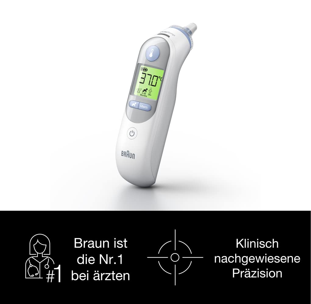 Braun ThermoScan-7 Ohrthermometer mit Age Precision & ExacTemp inkl. 21 Hygiene Caps