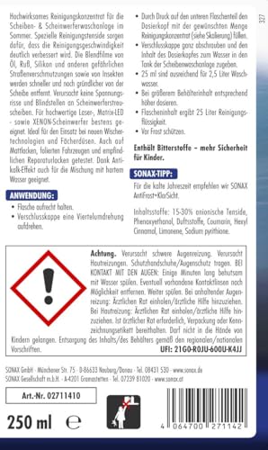 SONAX XTREME Scheibenreiniger 1:100 (250ml) ergibt 25 Liter Reinigungsflüssigkeit für klare Sicht