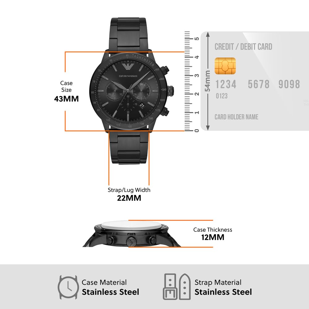 Emporio Armani 'AR11242' Chronograph Men's Watch (43mm): Black stainless steel case