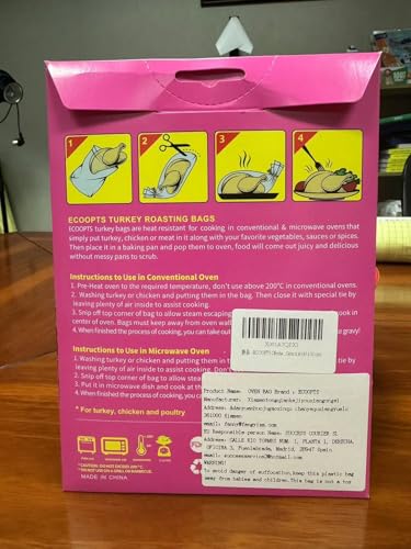 ECOOPTS Ofen Bratbeutel für Truthahn, Huhn, Fleisch, Gemüse (10x - 430x550mm)