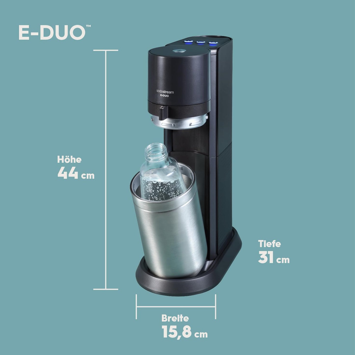 SodaStream E-DUO Wassersprudler mit Quick-Connect: CO2-Zylinder inkl. Zubehör