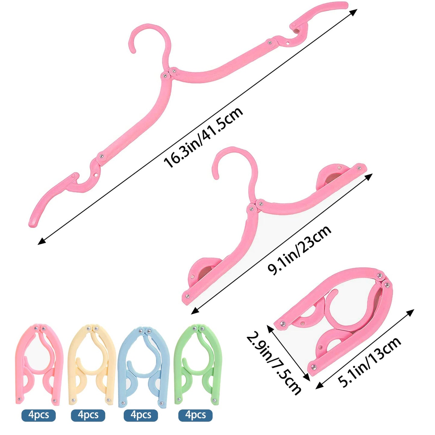 Foldable Travel Clothes Hangers (16 Pack) Made of Plastic for Home, Camping