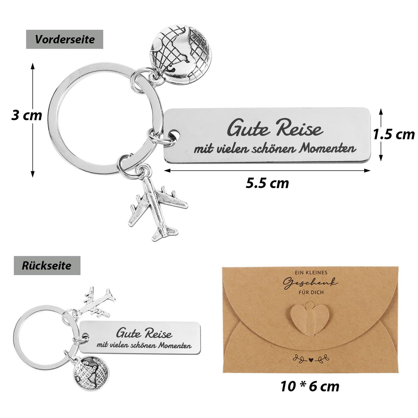 Schlüsselanhänger-Geschenk 'Gute Reise mit vielen schönen Momenten' für Reisende