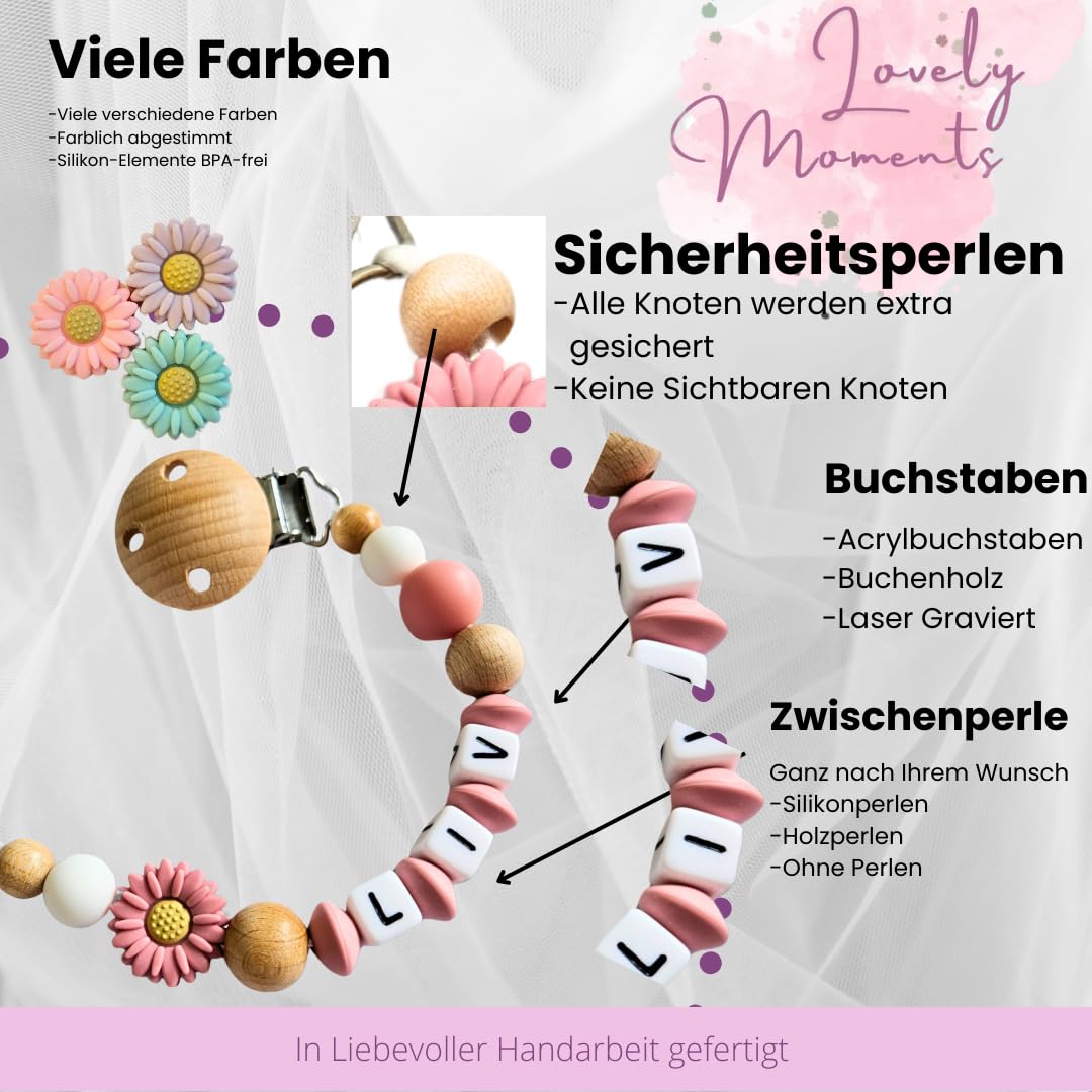 Lovely Schnullerkette: Personalisiertes Baby Geschenk für Mädchen und Junge