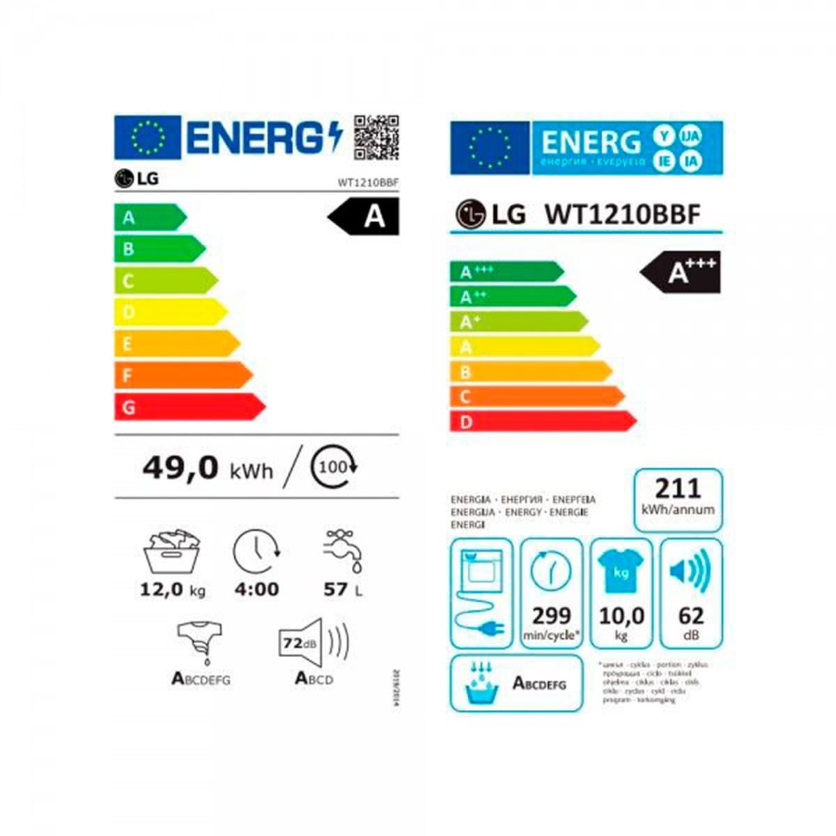LG (WT1210BBF) Washtower: Waschmaschine - 12kg & Trockner - 10 kg | Einheitliches Panel, WiFi, Schwarz