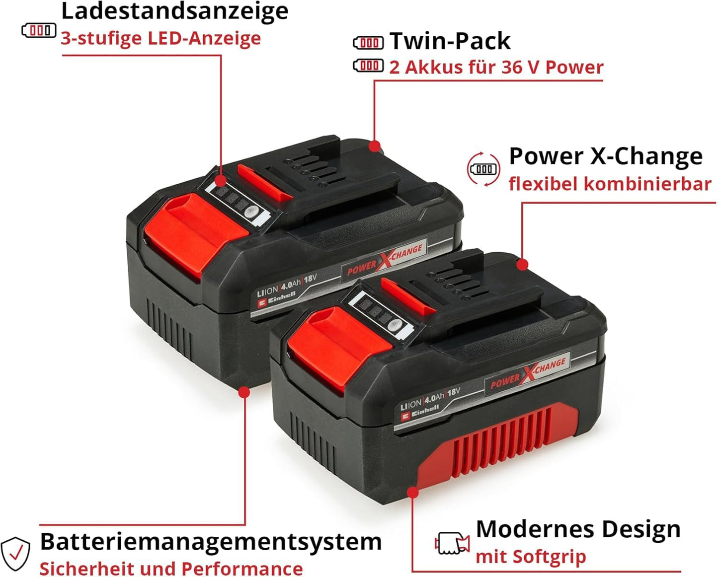 Original Einhell Proaktiv Akku PXC-Twinpack 4,0Ah Power X-Change (Li-Ion, 18V)