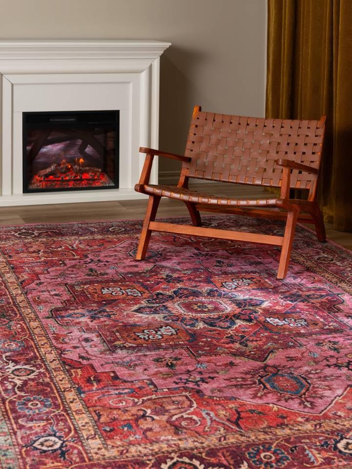 RugVista, Georgia Oriental, Teppich, 200 x 300 cm, Rechteck, Kurzflor, Modern, Oeko-TEX Standard 100, Wohnzimmer, Schlafzimmer, Esszimmer/Küche, Flur, Büro, Nur chemisch reinigen, Rot/Rosa