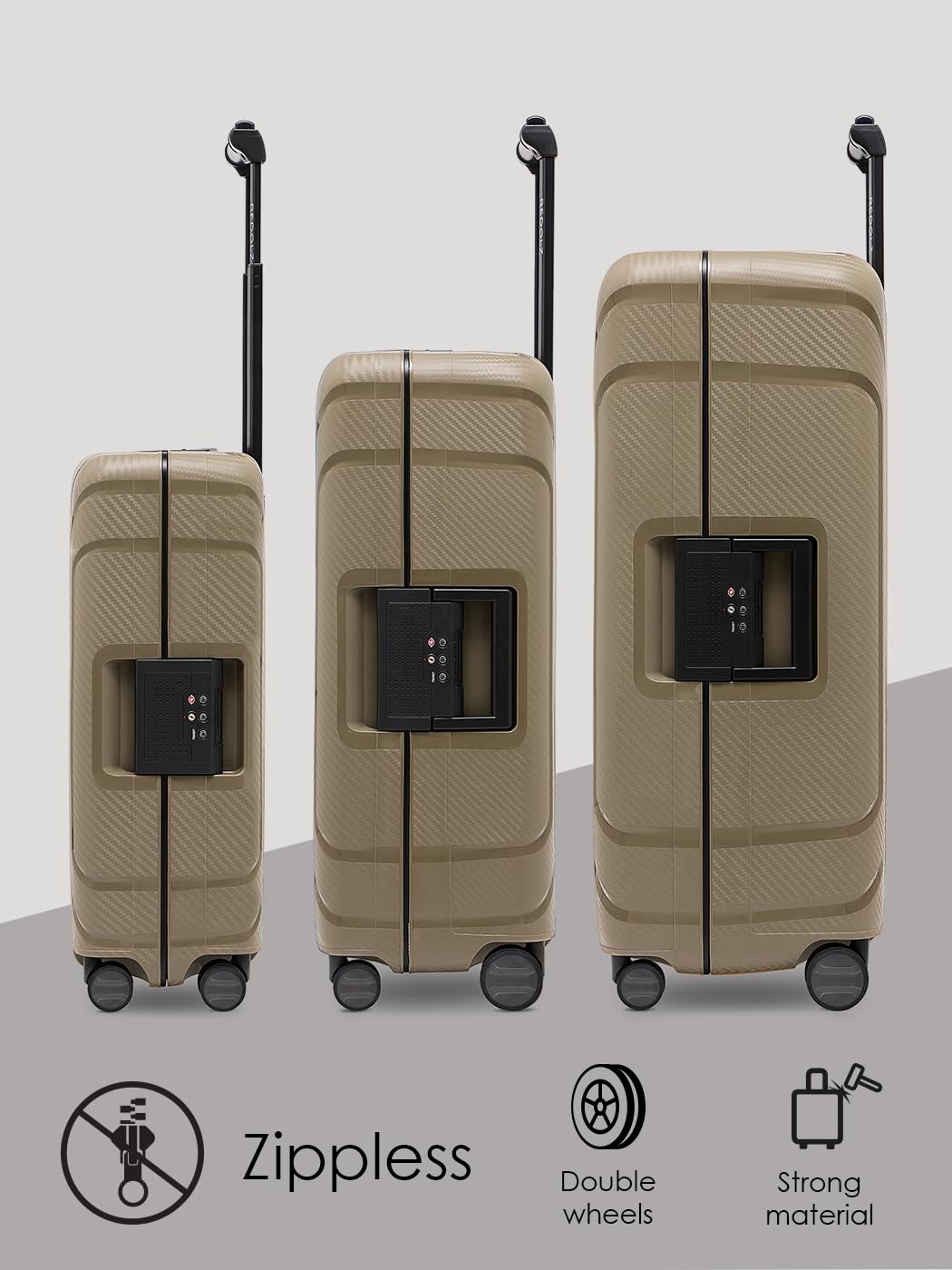 REDOLZ 'Essentials 15' Hartschalen Reisekoffer-Set (3-teilig): 3-Punkt-Verschluss-System, TSA-Schloss