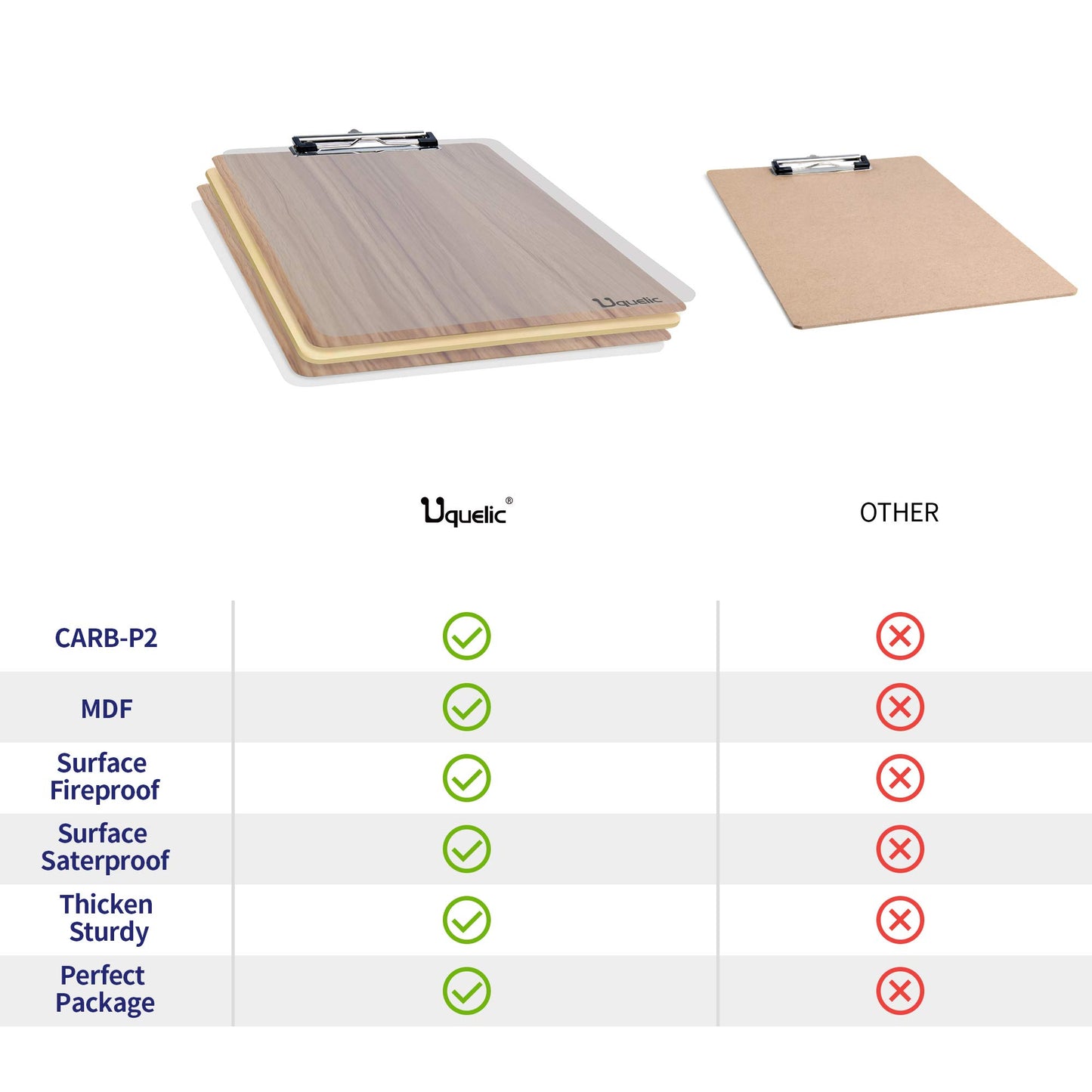 Luxus Holz Clipboard-Schreibbrett mit robustem Clip und Loch zum Aufhängen