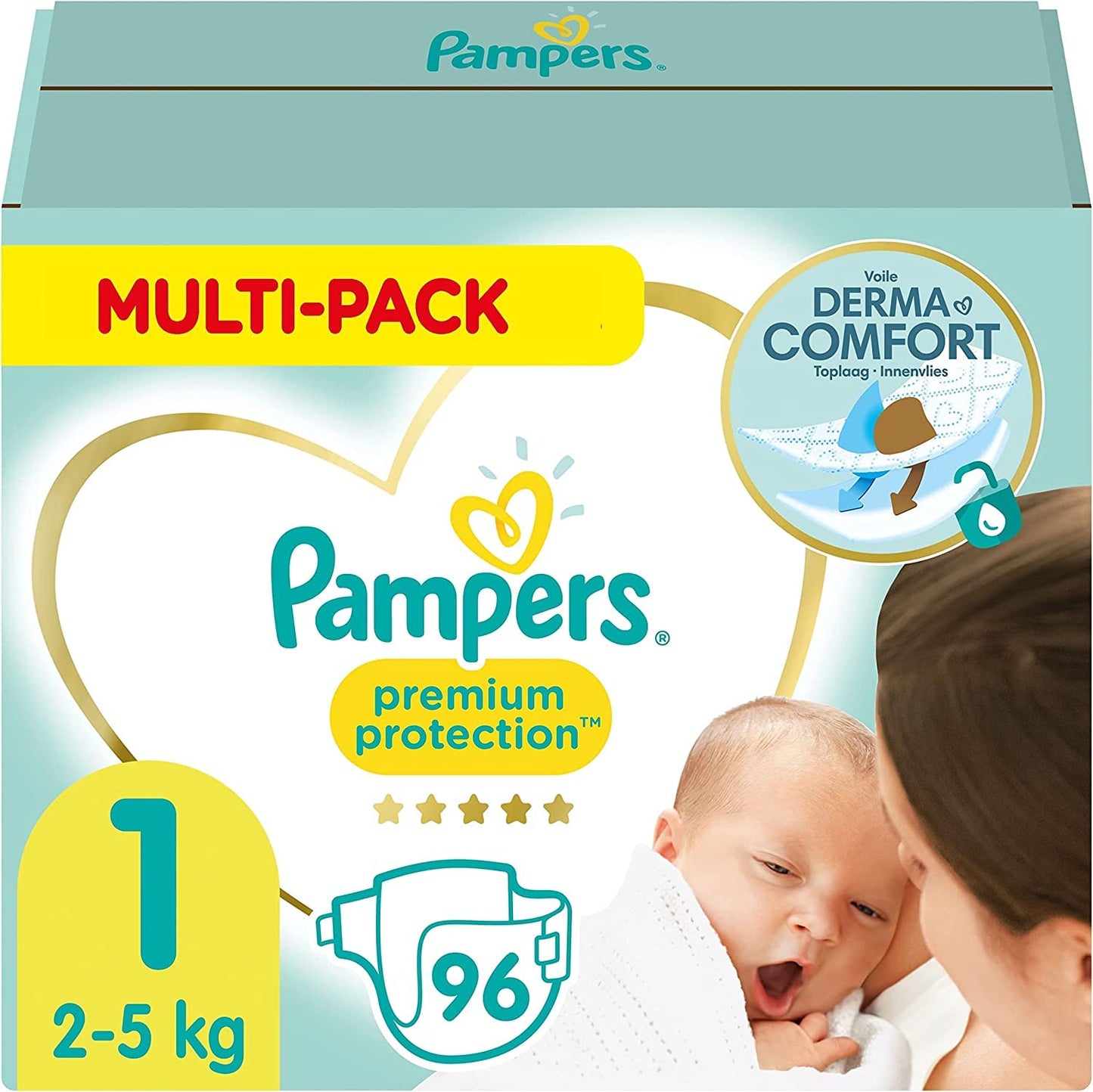 Pampers Premium Protection (Größe 1) - 96 Stück - Extra sanft & auslaufsicher