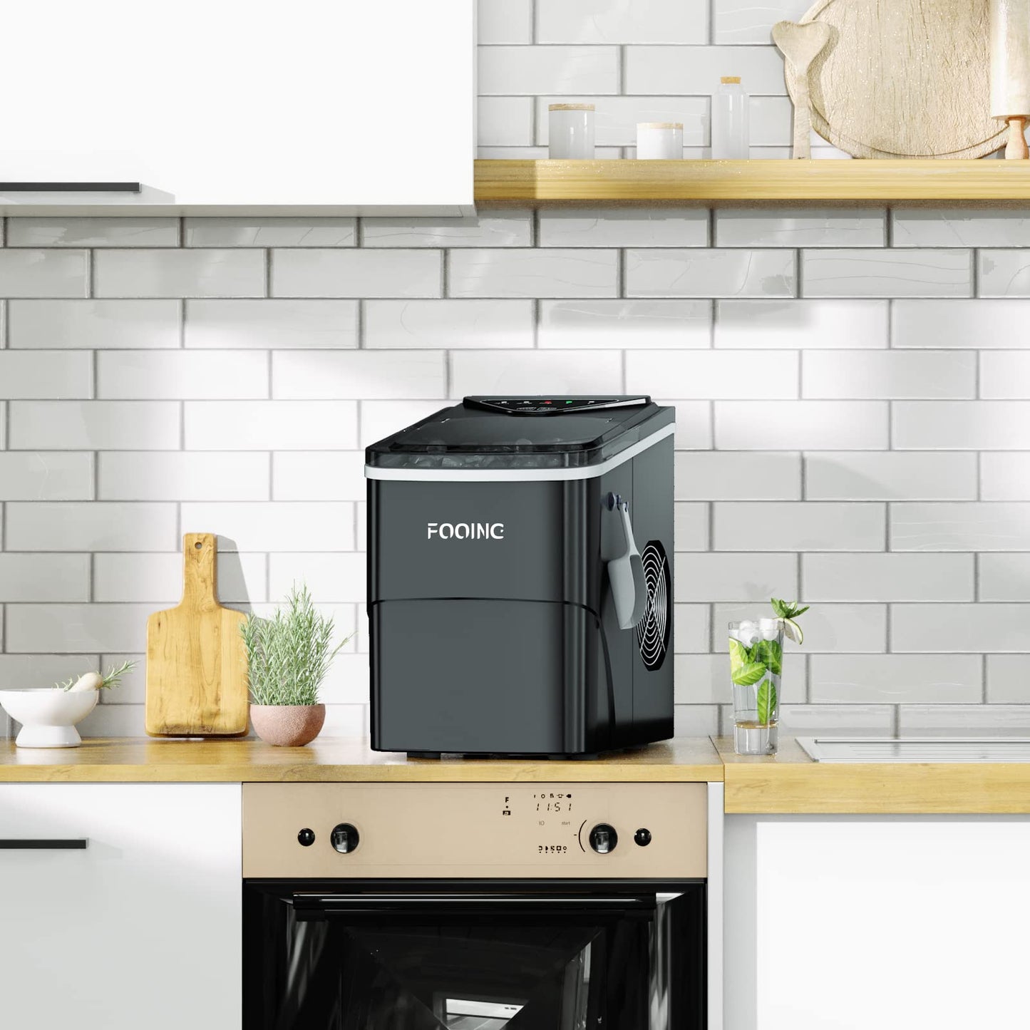 Eiswürfelmaschine - Ice Maker in NUR 6 Minuten mit Selbstreinigungsfunktion (15kg): Leise