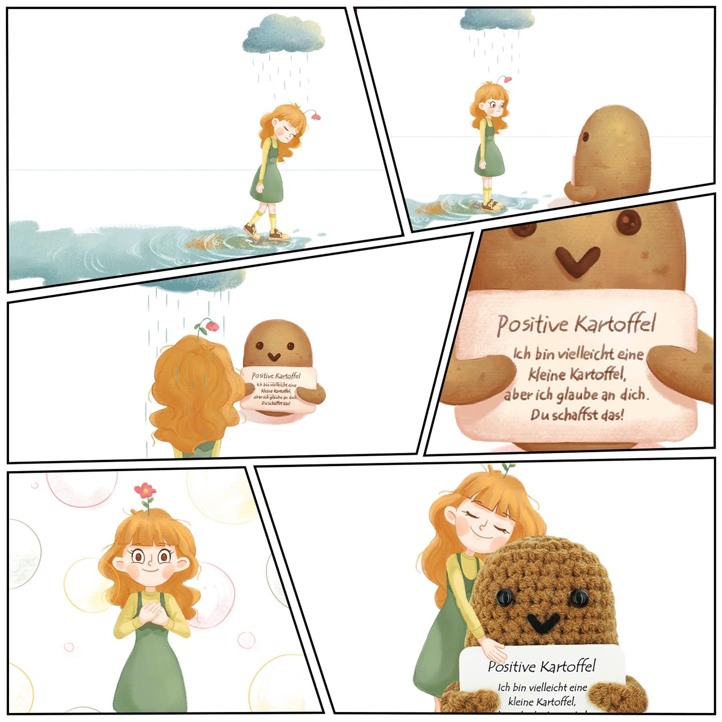 Tixlux Positive Kartoffel: Handgemachte Ermutigungs-Puppe | Silber & Geschenkidee