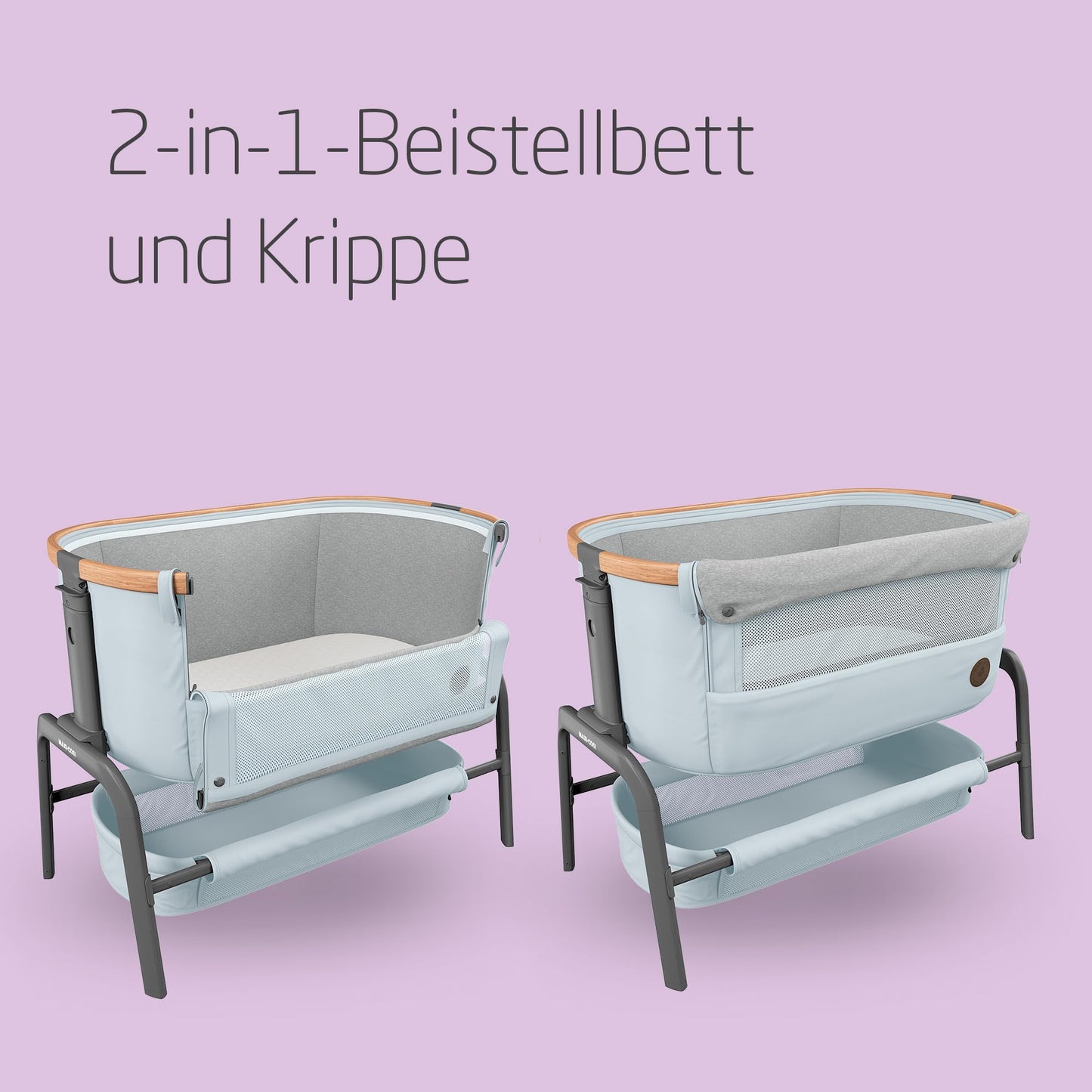 Maxi-Cosi Iora Baby Cot: Foldable Co-Sleeper, 0-6 months, max. 9 kg, 4 inclination and 5 height levels