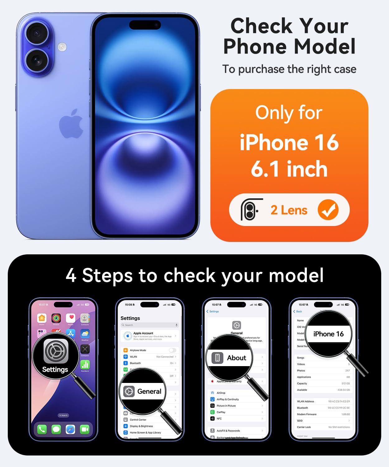 iPhone 16 Case with Camera Protection for Magsafe: Shockproof, Bright Pink