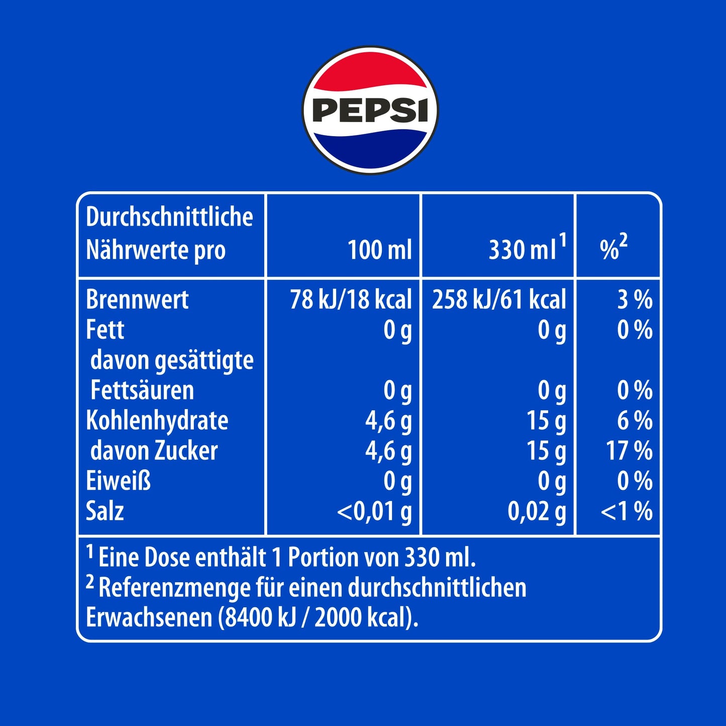 PEPSI COLA - The Original (24x 0.33l): Caffeinated cola in a disposable can
