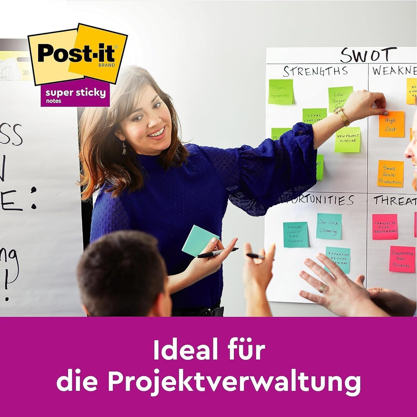 Post-it 'Super Sticky Notes' Packung mit 6 Blöcken, 90 Blatt pro Block (76x127mm): Stark-Klebend