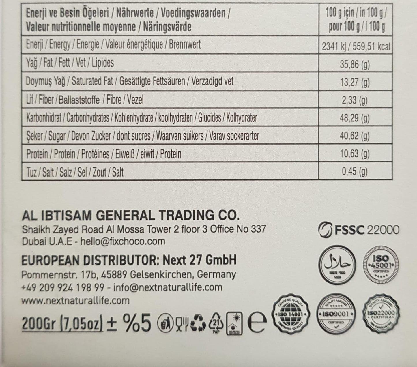 Luxus Dubai Style Schokolade mit Pistaziencreme und knusprigen Teigfäden (200g Tafel)