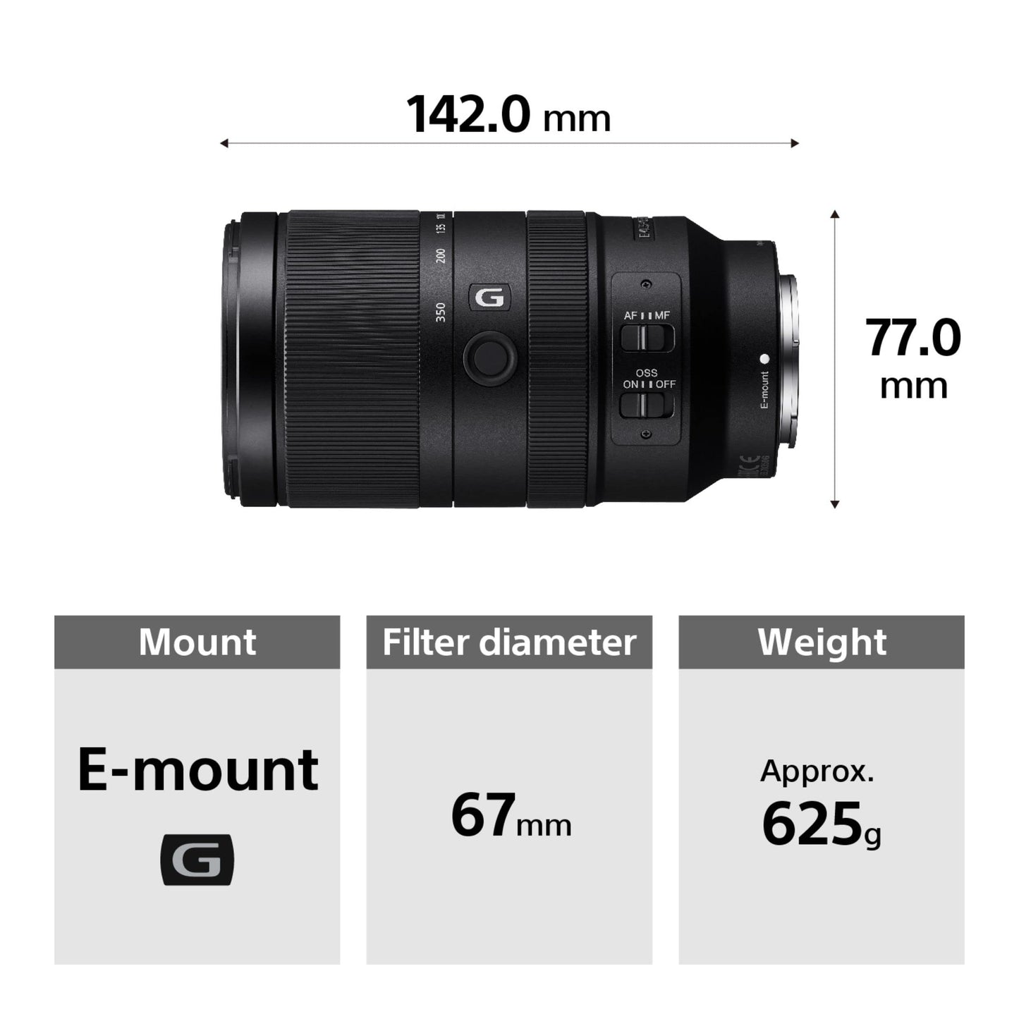 Sony E 70-350mm f/4.5-6.3 G OSS | APS-C, Super-Telezoom-Objektiv (SEL70350G)