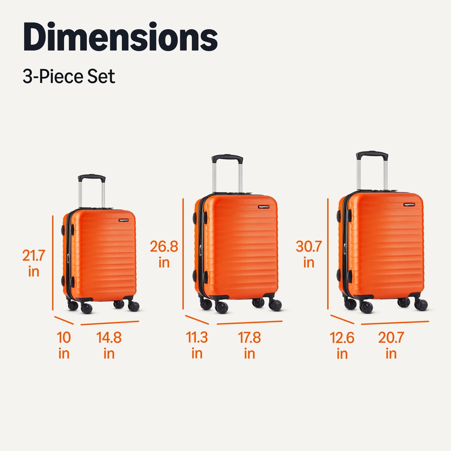 AMAZON BASICS Hartschalen Reisekoffer-Set (3-teilig): Orange