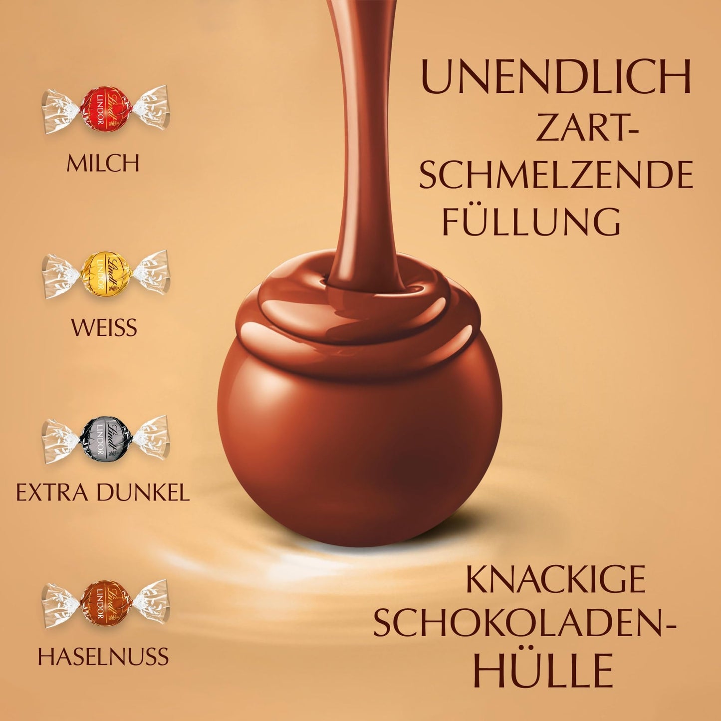 Lindt LINDOR Schokoladen Kugeln (ca. 80 Schokoladen Kugeln): Großpackung (1kg)