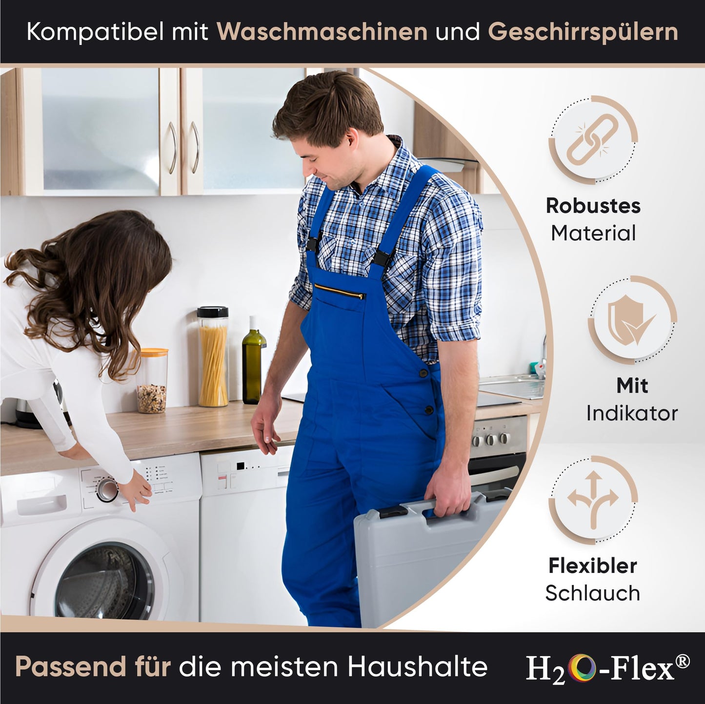 Aquastop Sicherheitszulaufschlauch für Waschmaschine und Geschirrspüler (2m)