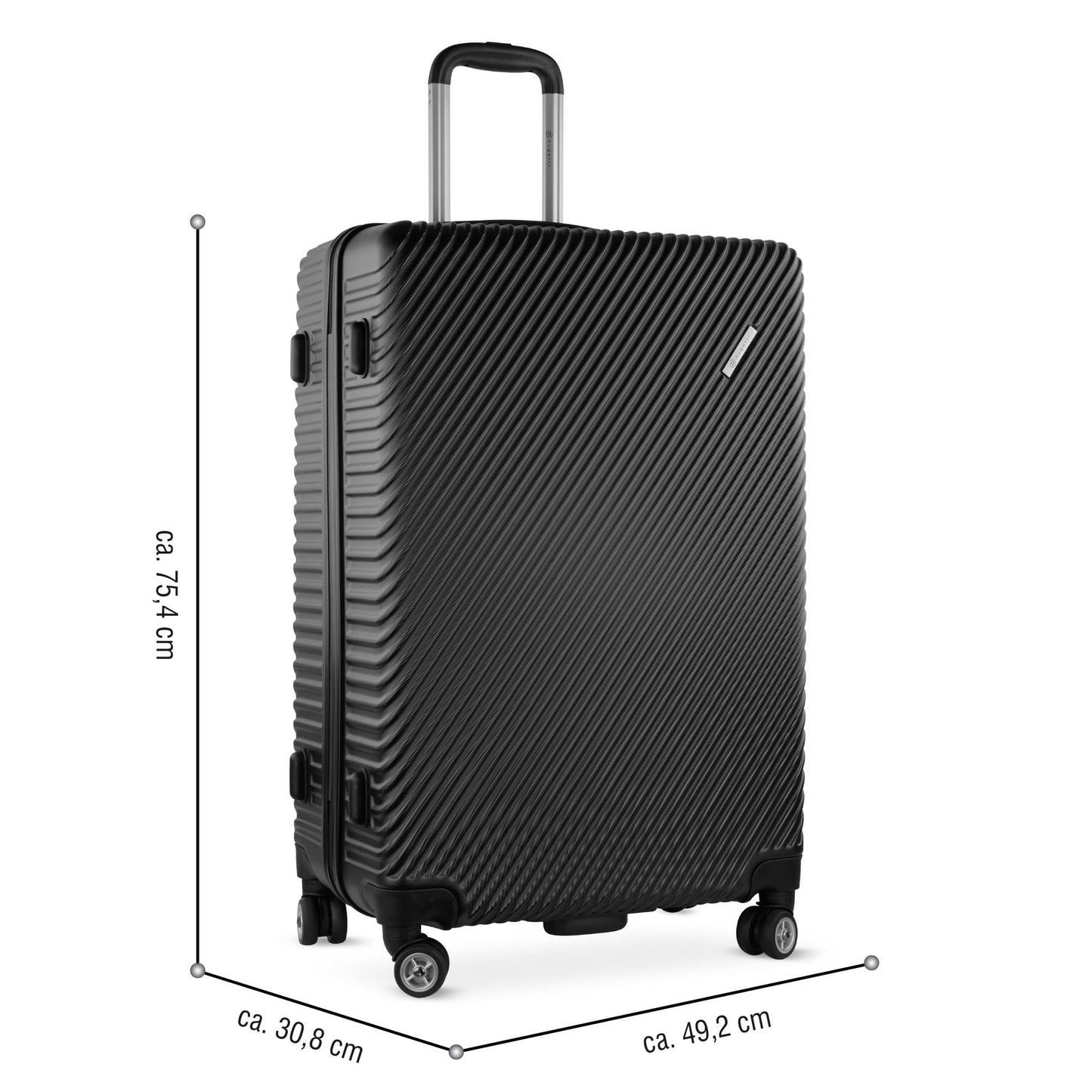 BUGATTI hard-shell travel suitcase 'Pure L' made of recycled PET (79 liters): Black