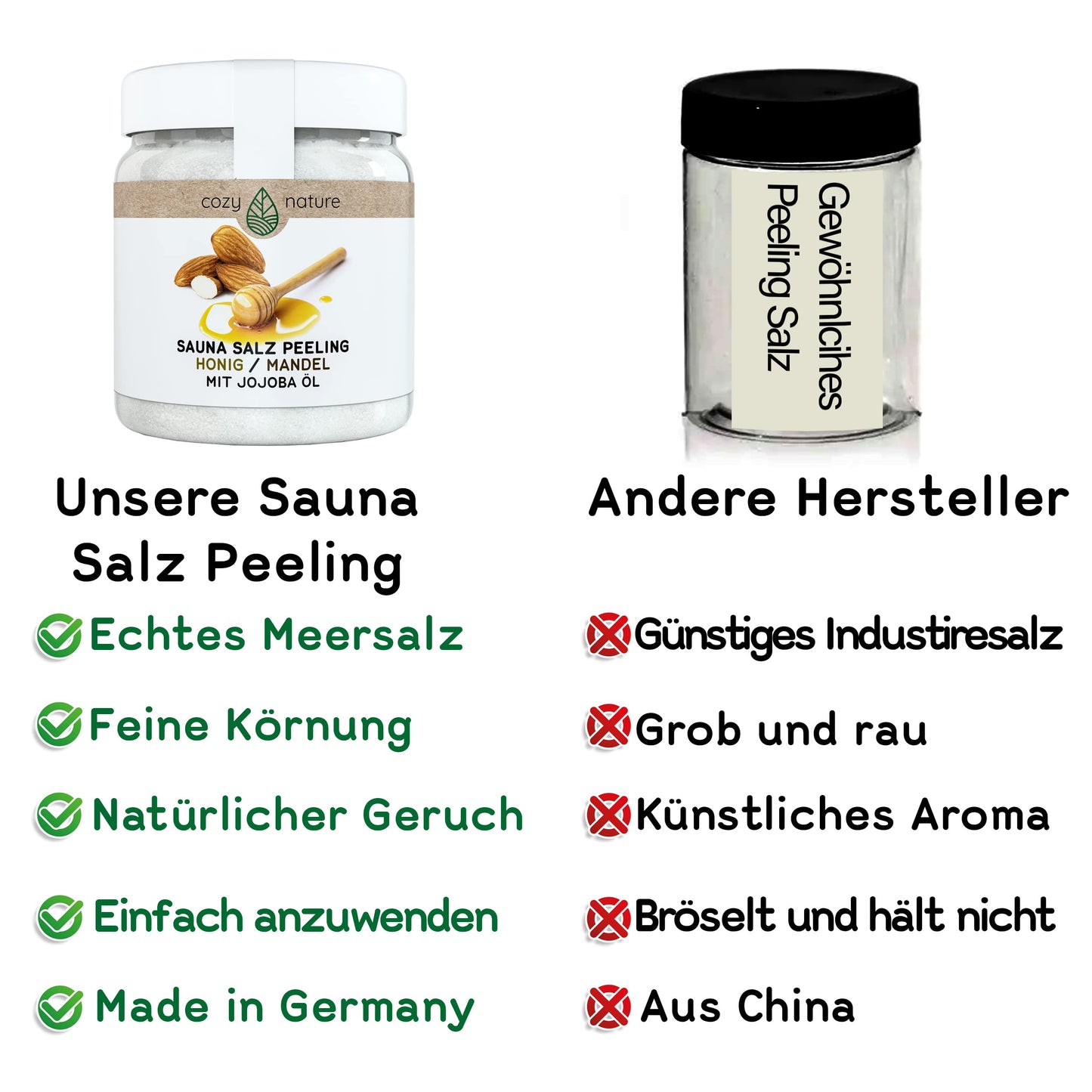 CozyNature® Sauna Salz-Peeling 'Honig Mandel' (500g) inkl. GRATIS Sauna E-Book