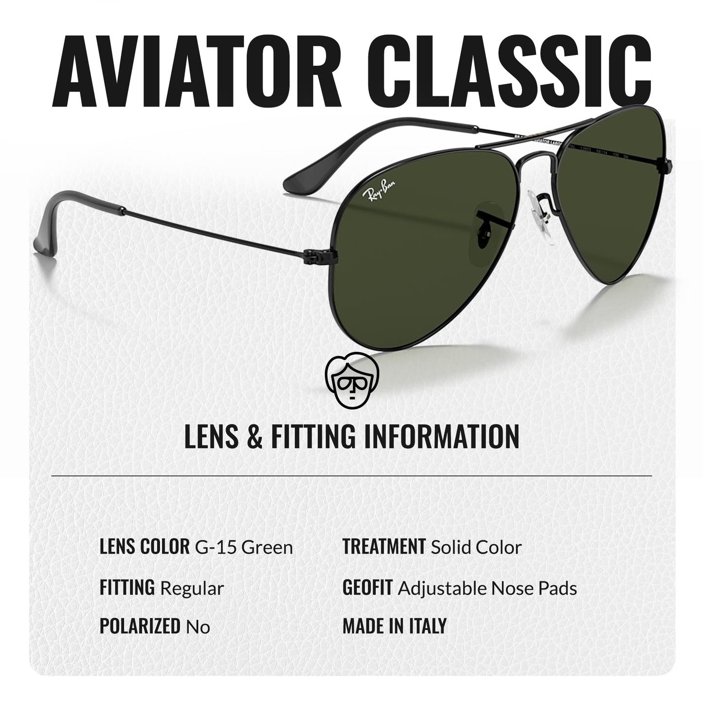 Ray Ban 'Aviator' RB3025 crystal glass sunglasses set for men including case