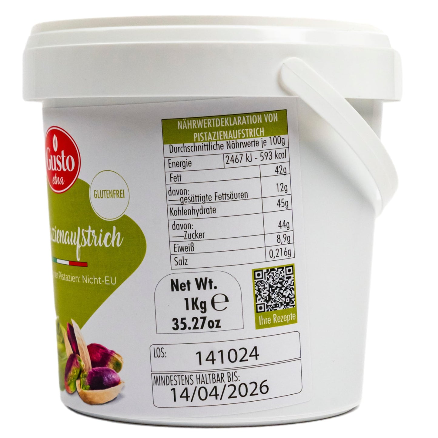 Pistaziencreme (1kg) aus Italien/Sizilien | Brotaufstrich, Desserts oder für Dubai Schokolade