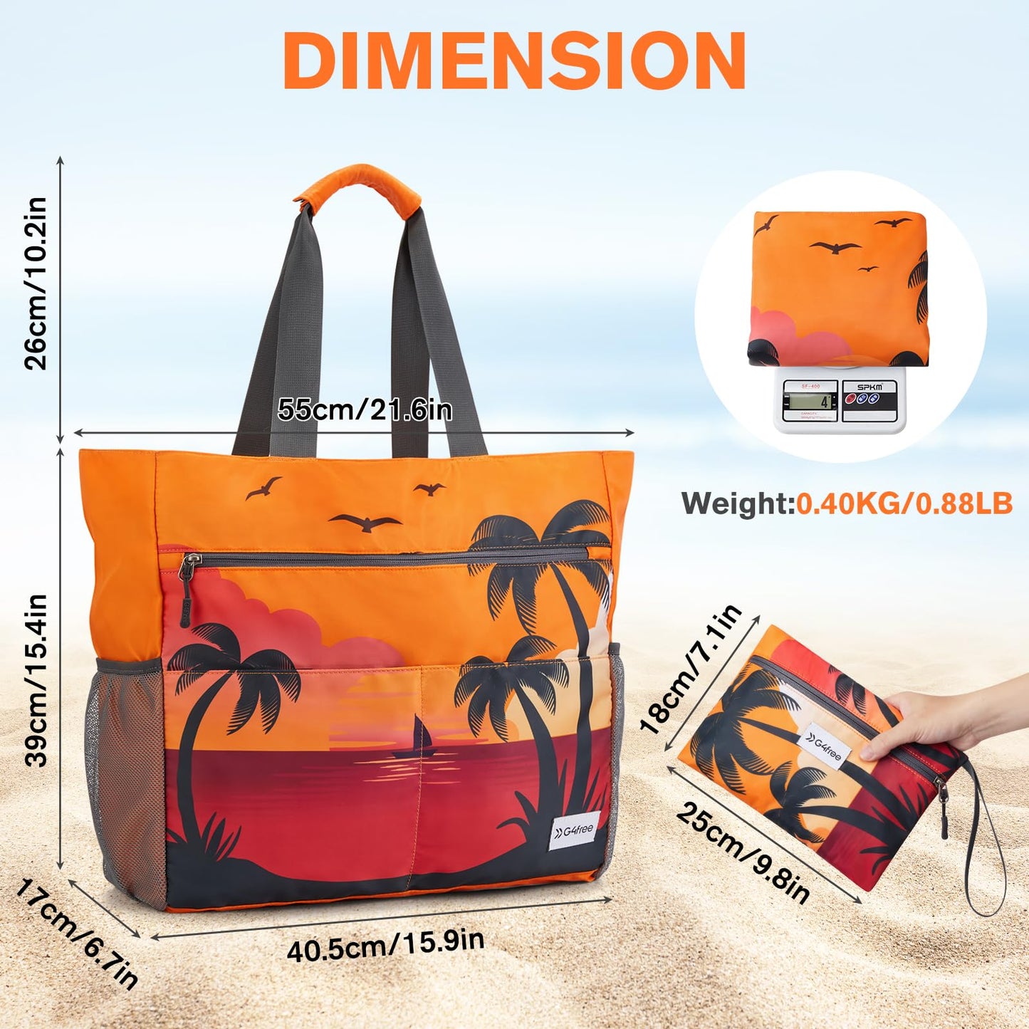 Wasserdichte Strandtasche XXL für Familie: Faltbar, Leicht auch für Shopping