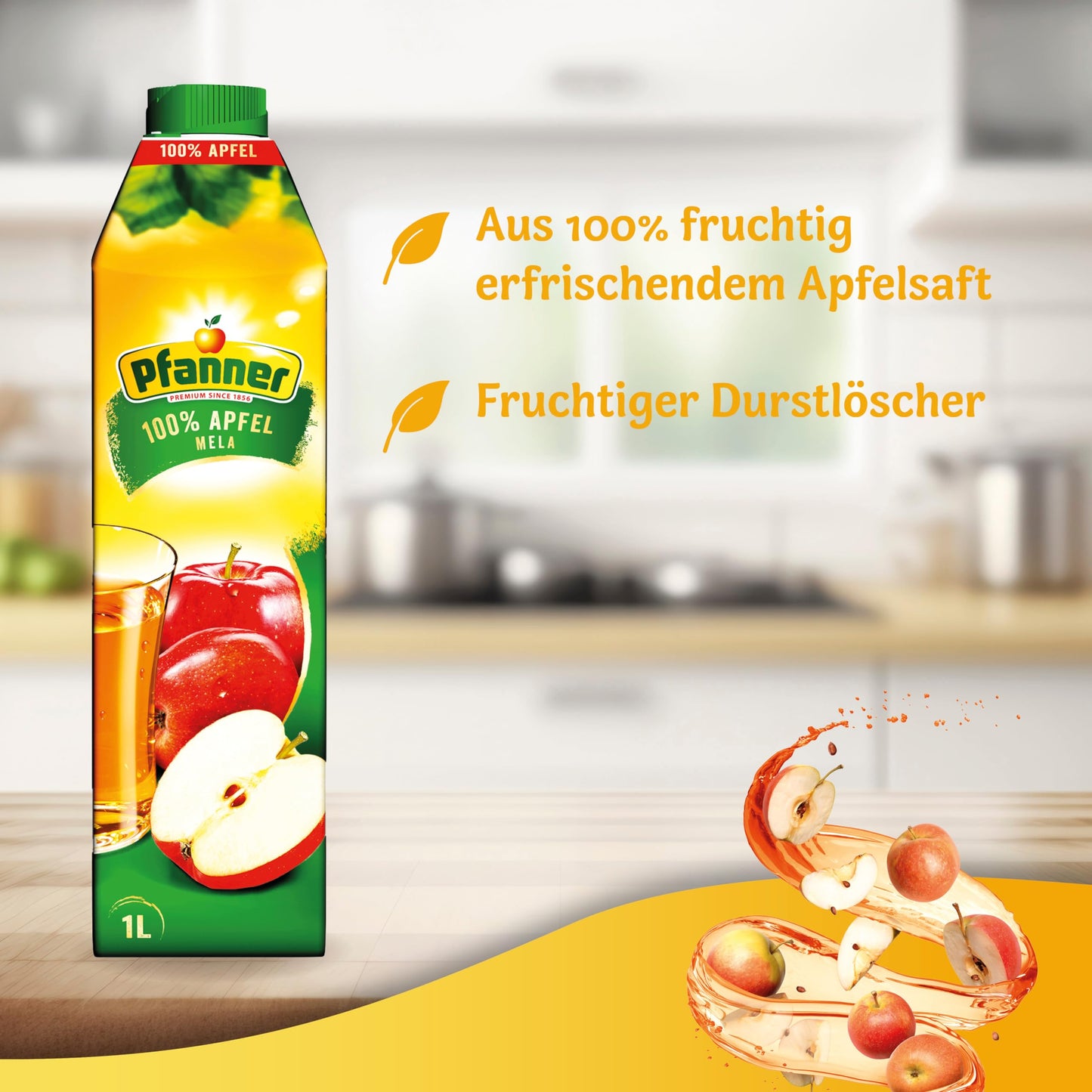 Pfanner 100% vitaminreicher Apfelsaft (8x 1 Liter): ohne Zuckerzusatz