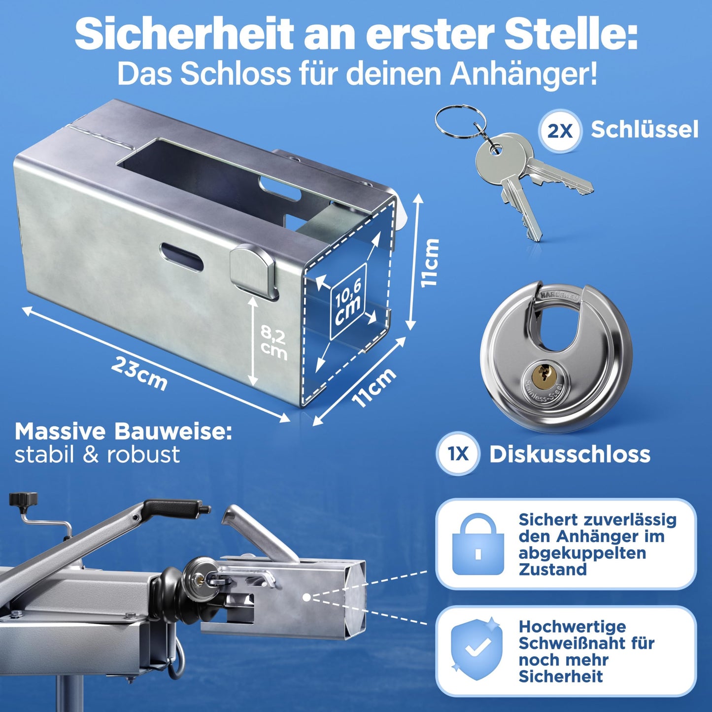 Deagle® Anhängerschloss: Optimaler Schutz im abgekuppelten Zustand bei jeder Wetterlage