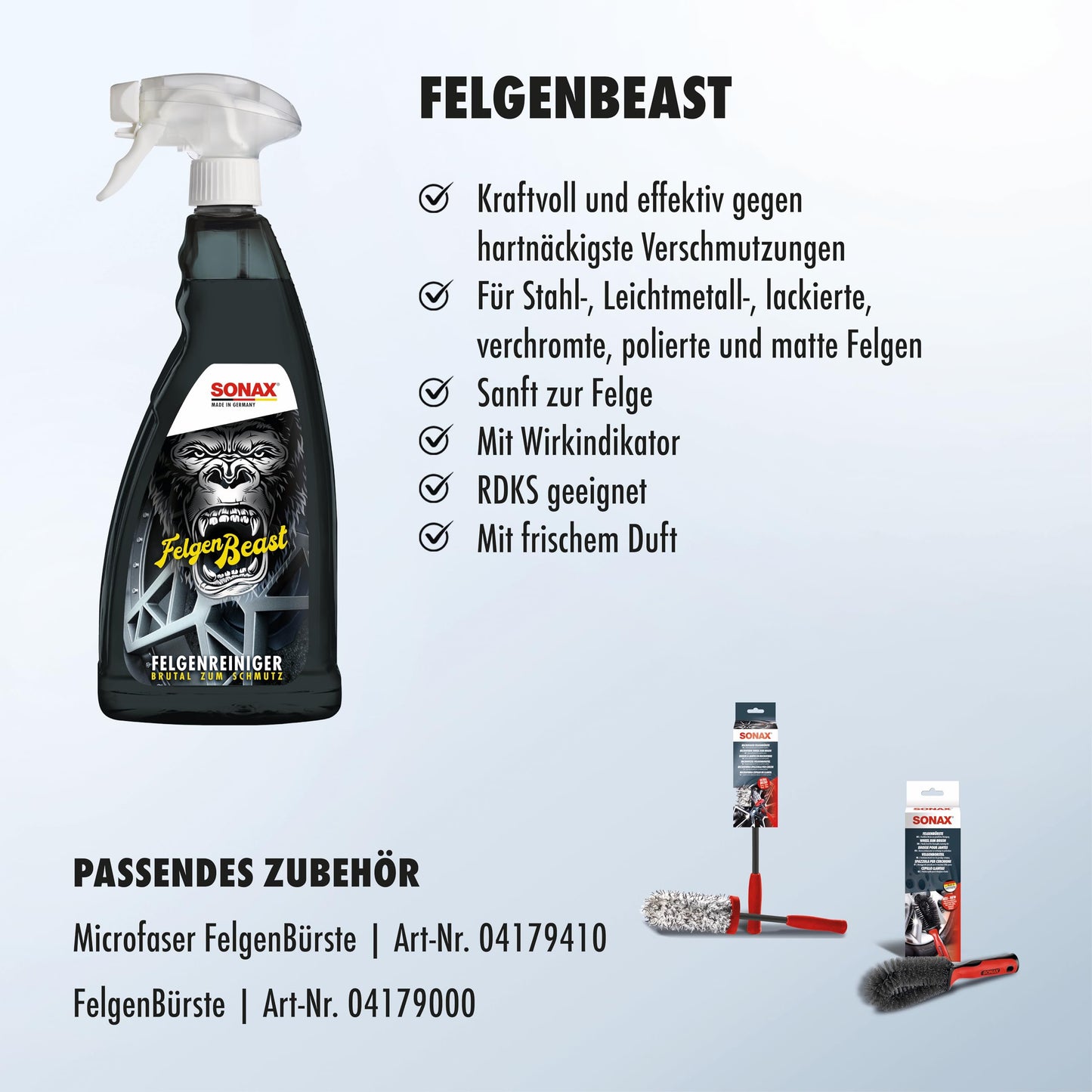 SONAX Felgenreiniger (1L) für alle polierten, verchromten und matten Stahl- & Leichtmetallfelgen