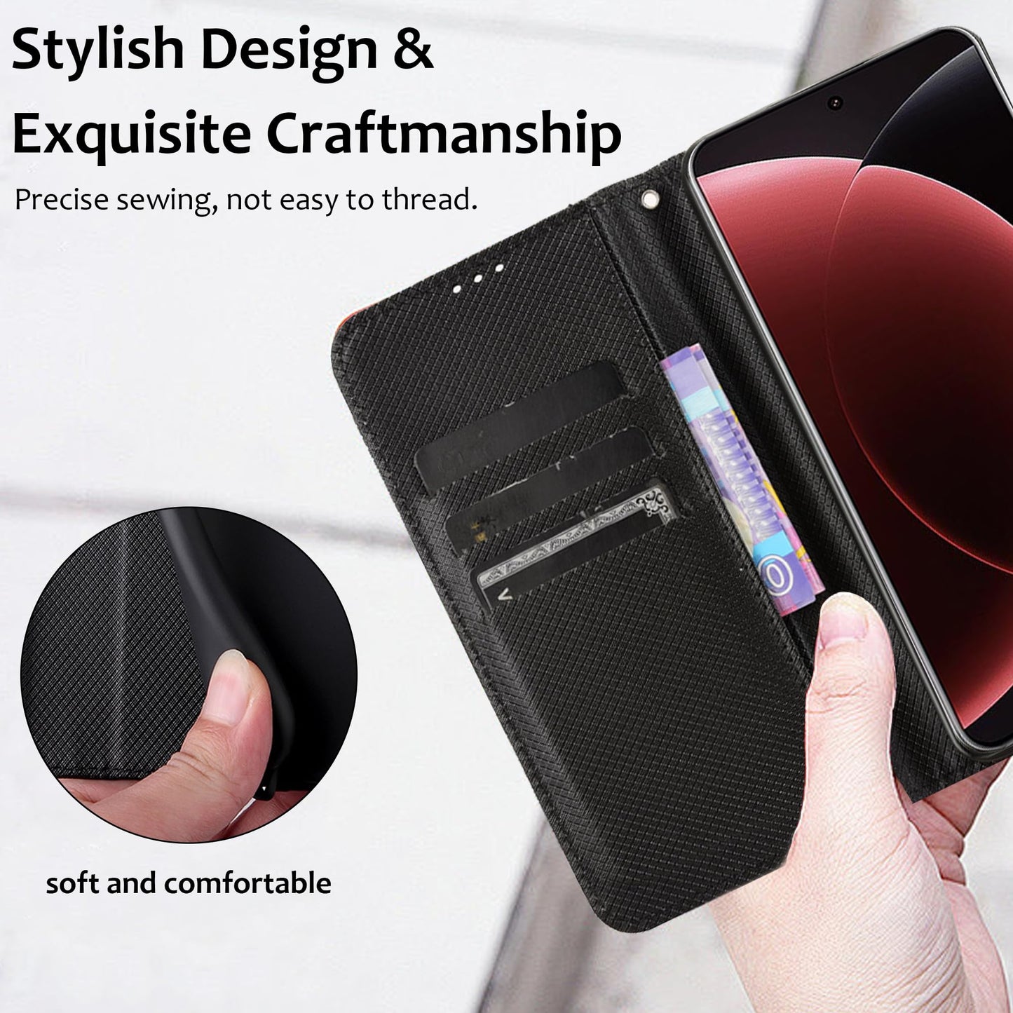 Smartphone case for Xiaomi 15 Ultra 5G: Premium carbon fiber cover | Foldable flip