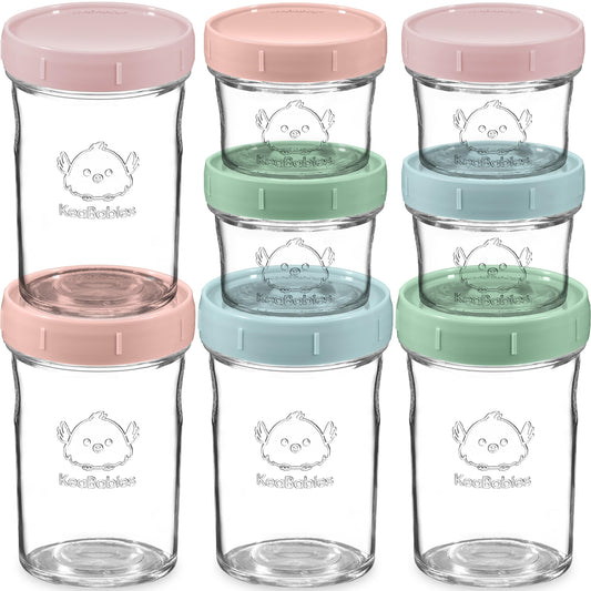 Babybrei Einfrier-Behälter aus Glas (8er Pack) - Babynahrung Aufbewahrung