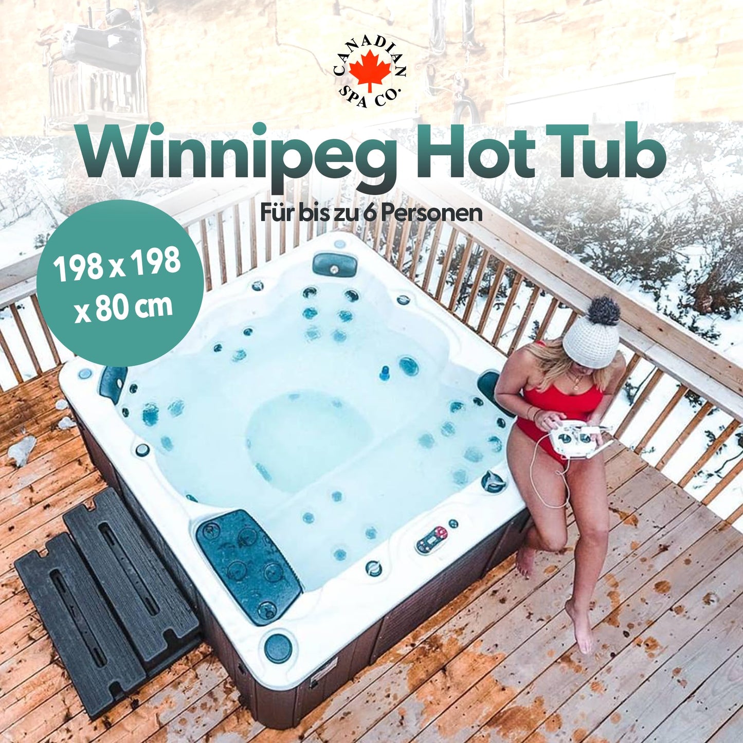 CANADIAN SPA CO. 'Winnipeg' UV Hot Tub Whirlpool für 6 Personen: 35-Massagedüsen, LED, Aromatherapie, Bluetooth