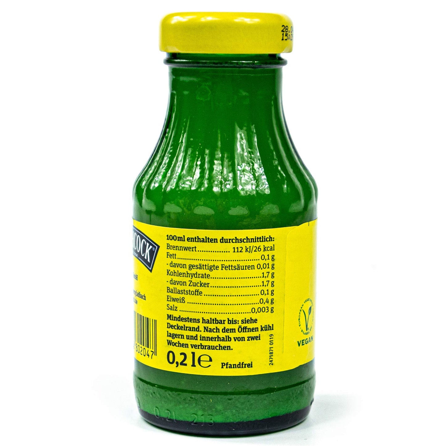 HITCHCOCK Zitrone Pur 100% Direktsaft (12er Pack): Premium Zitronensaft in 0,2 Liter Glasflaschen