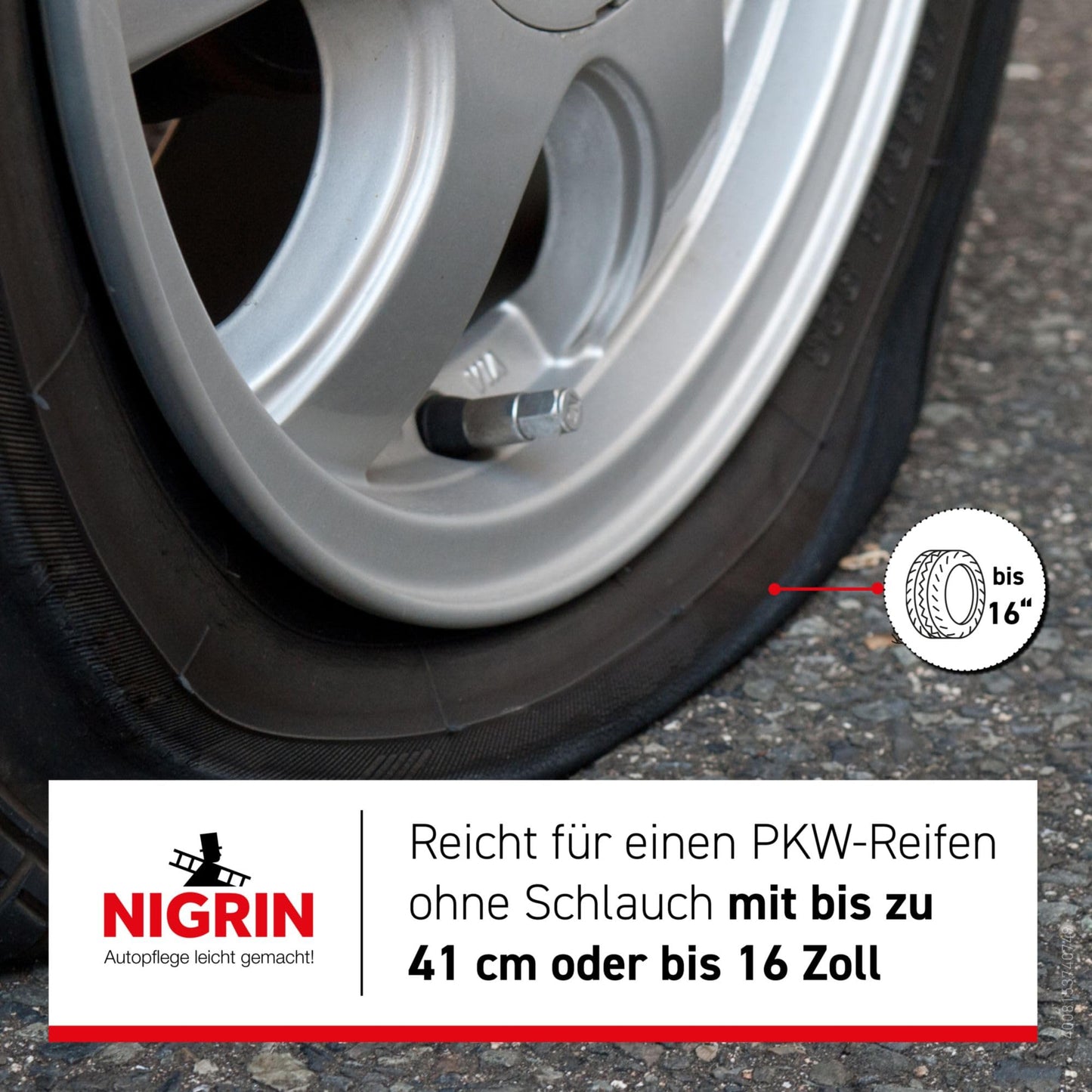 NIGRIN Reifendicht (500ml): Sofortige Pannenhilfe repariert Löcher im Handumdrehen