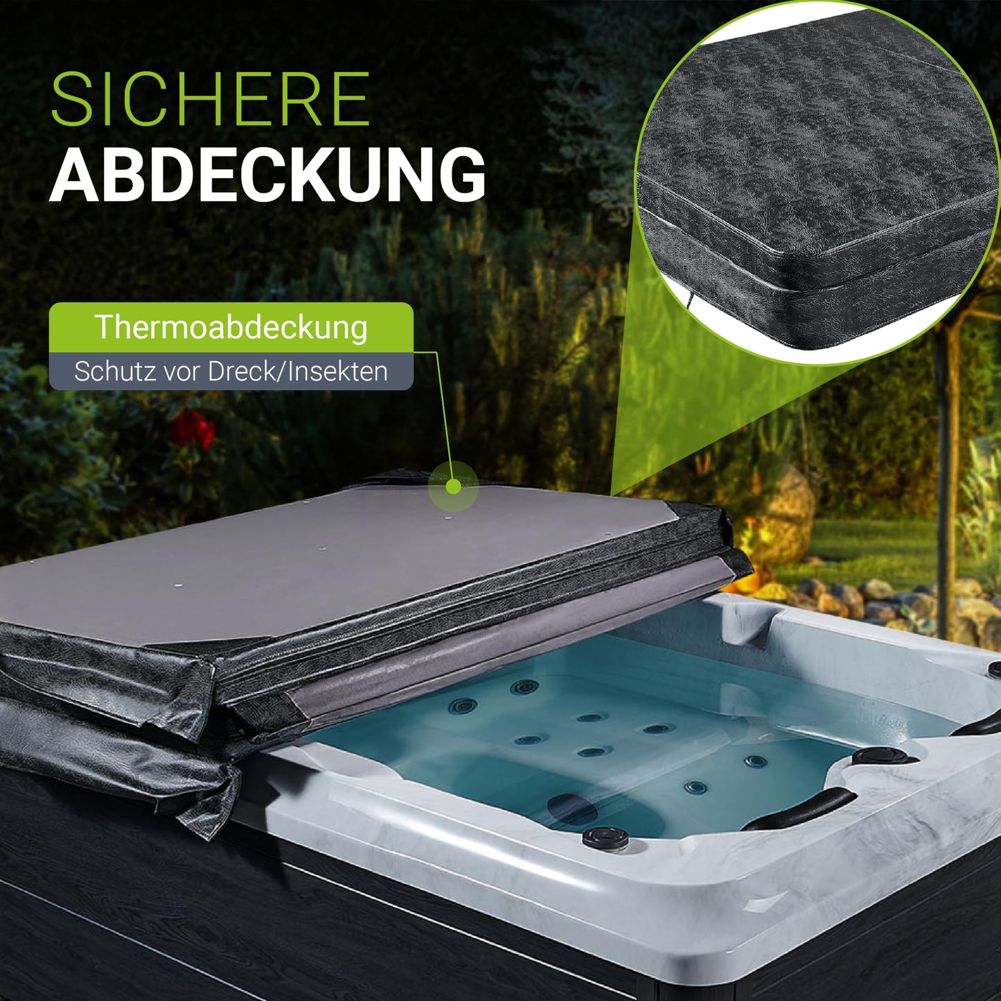 Artsauna Whirlpool 'OASIS' für 3 Personen (620L) inkl. Thermoabdeckung: 31 Massagedüsen (Grau)