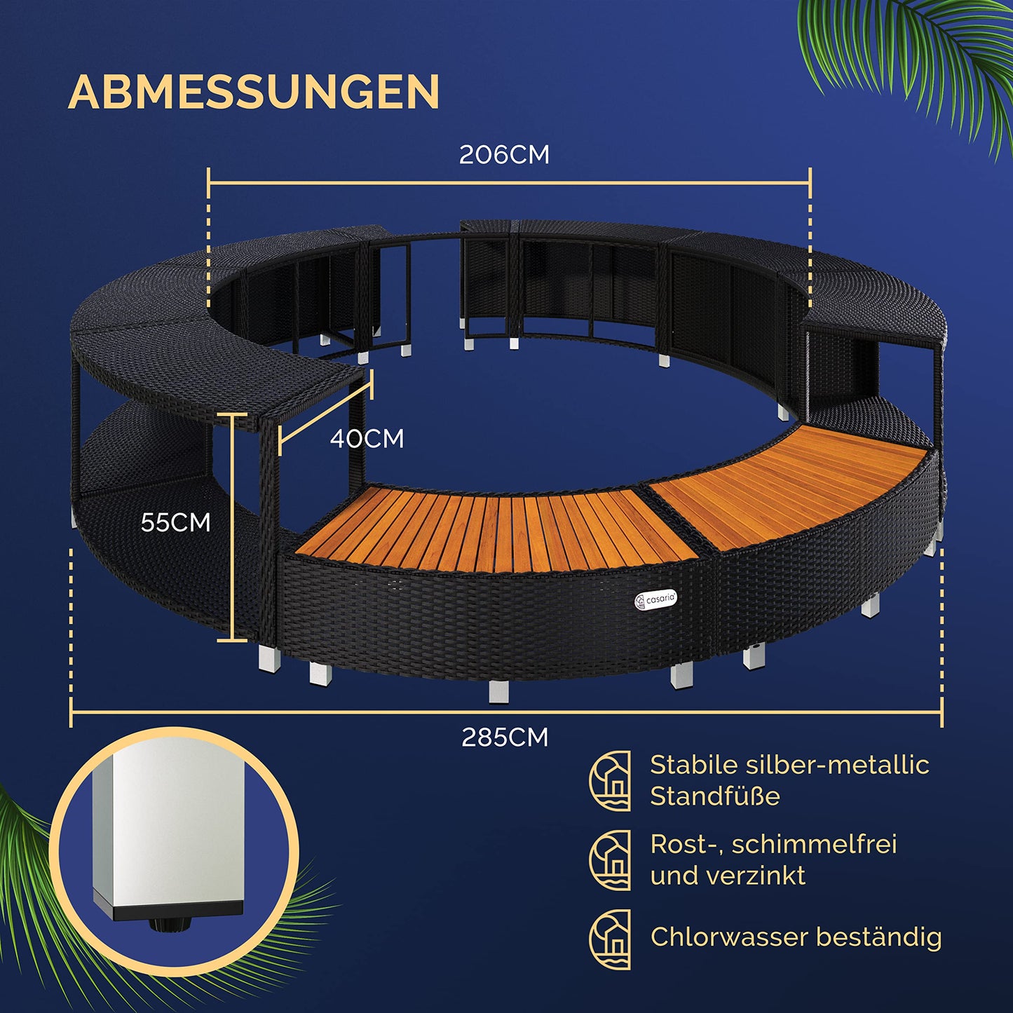 Casaria® Luxus Whirlpool-Verkleidung aus FSC®-zertifiziertem Eukalyptus-Hartholz