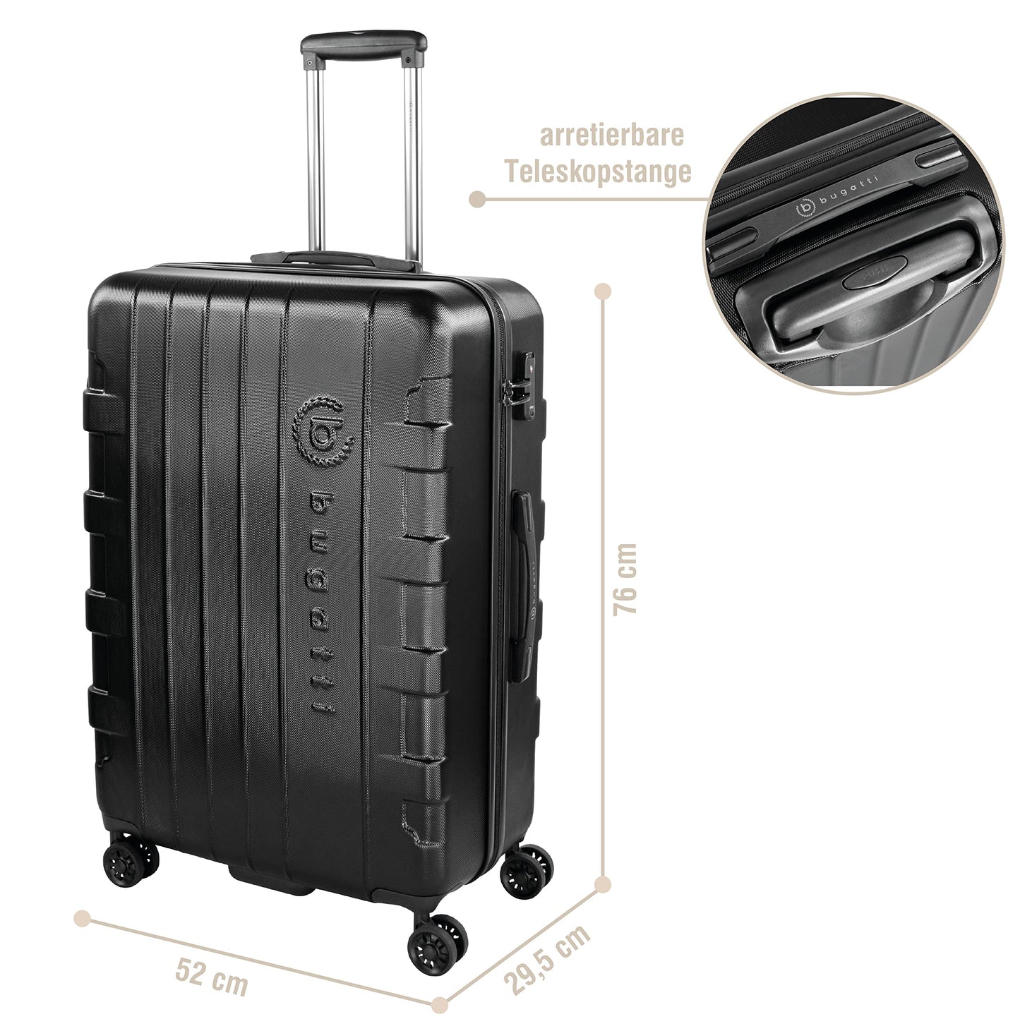 BUGATTI 'Galatea' hard-shell travel suitcase (96 liters) with TSA combination lock