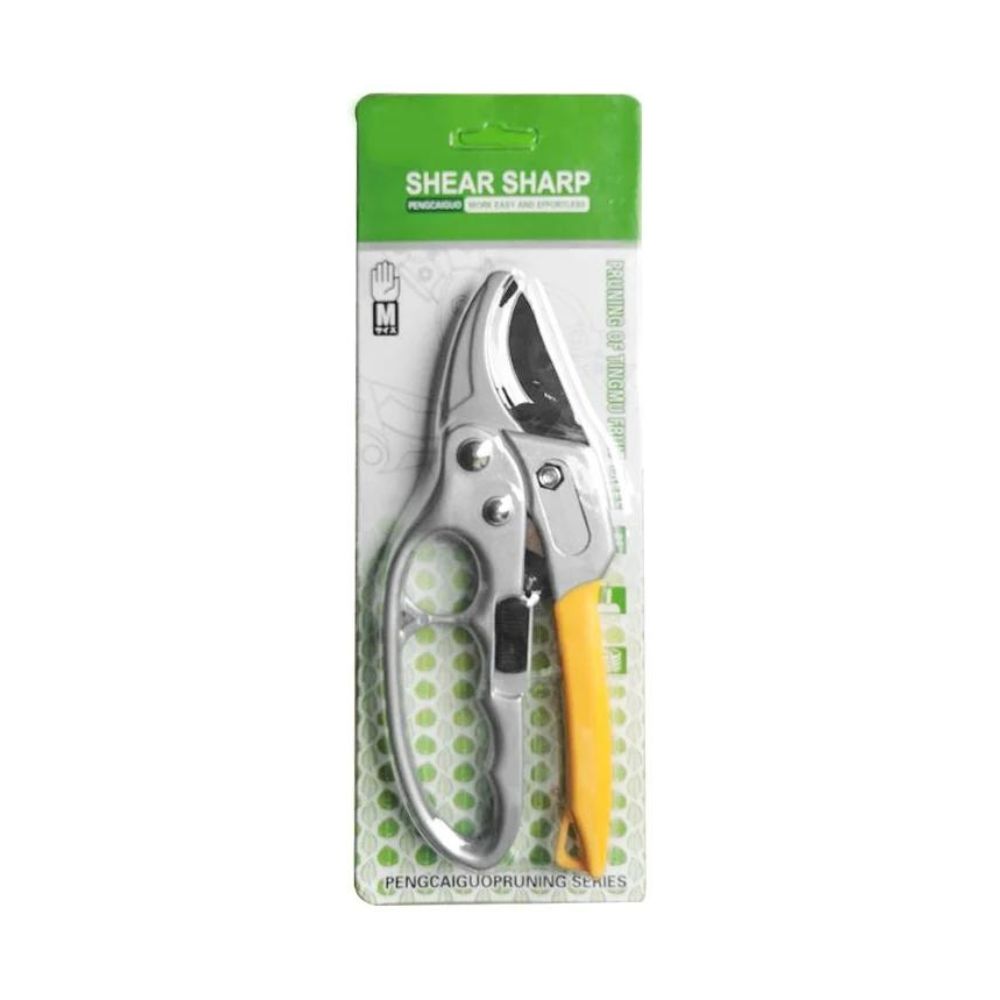 Gartenschere aus Kohlenstoffstahl mit Sicherheitsschloss und Ratschenmechanismus