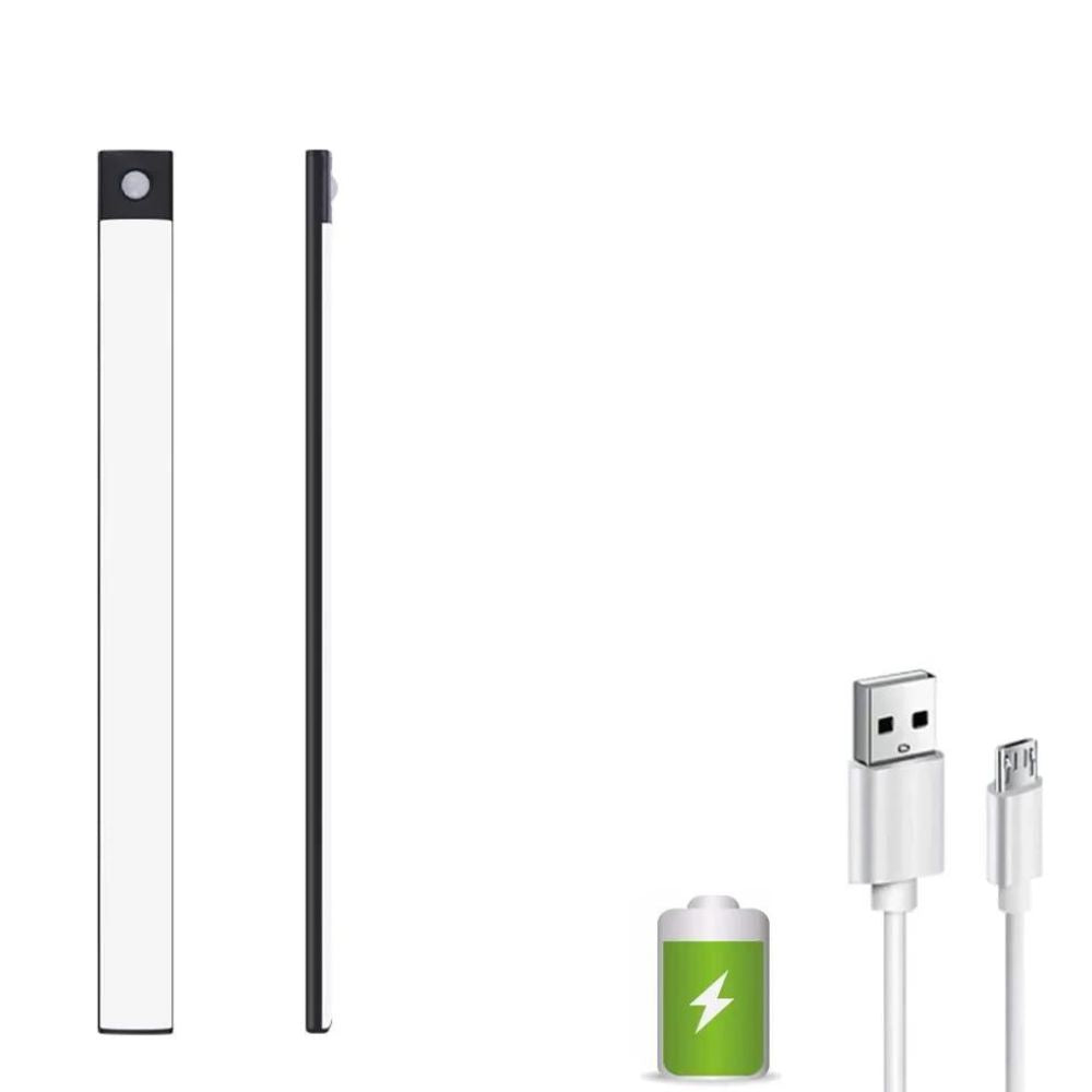 Wireless LED-Bewegungssensor Nachtlicht: USB-wiederaufladbar | Vielseitige Anwendung (40cm-Schwarz)