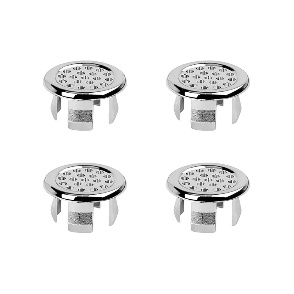 4er-Set Waschbecken/Spüle Überlaufloch-Abdeckung | Rund aus ABS-Kunststoff (Silber-Typ C)