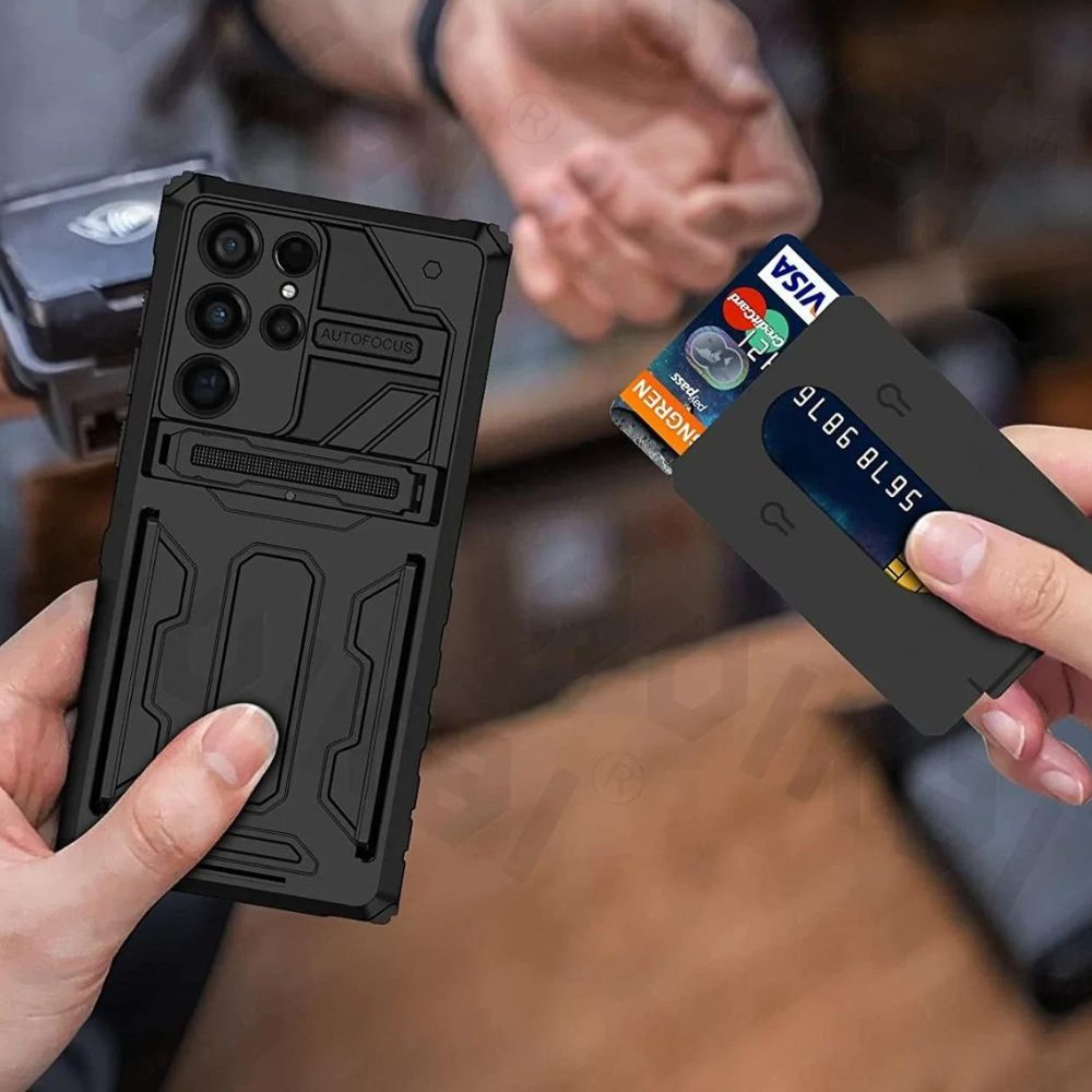 Samsung Kickstand Hülle für S24-S23-S22-S21 Ultra | mit integriertem Kreditkartenhalter 1