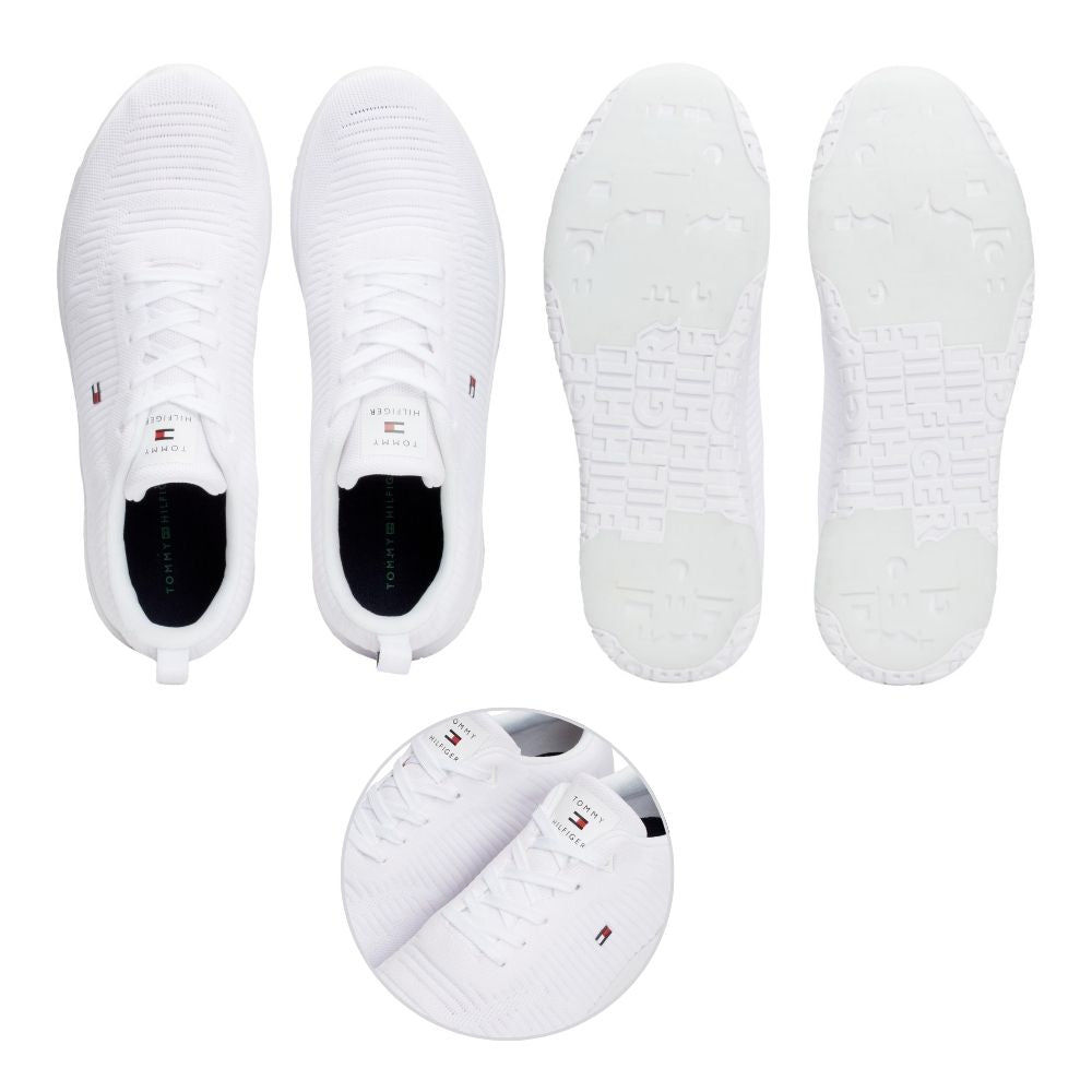 Tommy Hilfiger 'CORPORATE KNIT RIB RUNNER' Herren Sneaker in Weiß